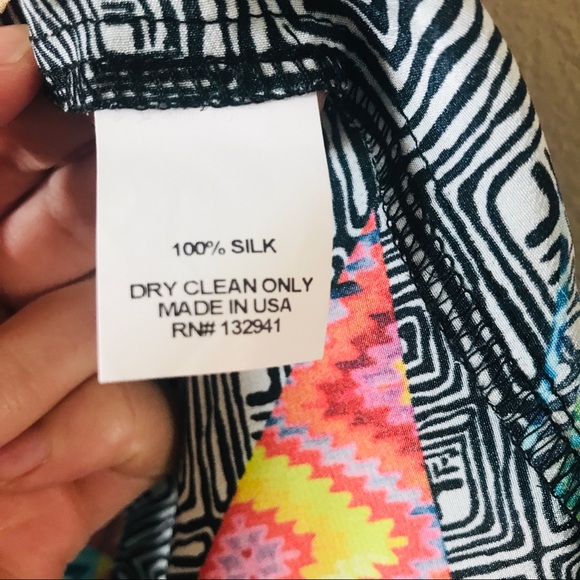 Amanda Uprichard 100% Silk Mixed Print Crisscross Back Tank - Picture 7 of 9